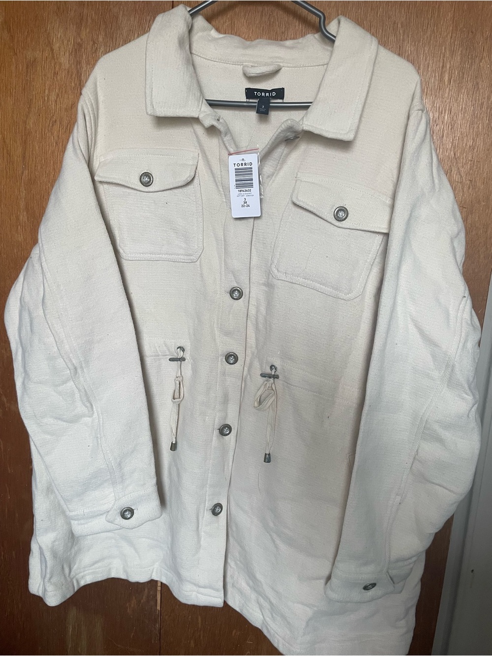 torrid Cream Lightweight Button-Front Shacket